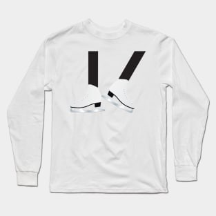 Black White ice skates, Figure skating gift Long Sleeve T-Shirt